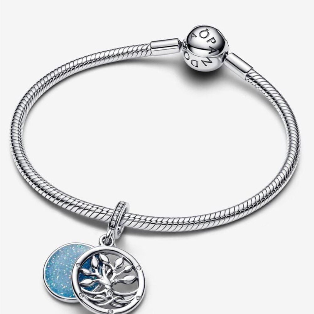 PANDORA Glow-in-the-dark Infinity Tree Double Dangle Charm w/box - Picture 8 of 8